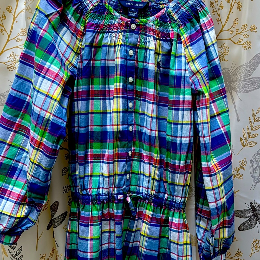 Girls size 12 Ralph Lauren plaid shirt dress